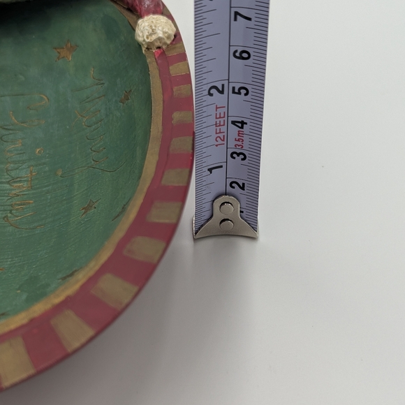 Vintage Christmas Santa Claus Candy Dish Rustic Holiday Decor Folk Art Oval - Picture 4 of 9